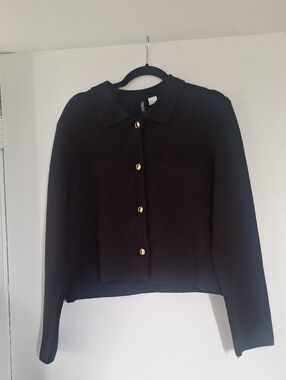 Classic Black Women's Button-Front Cardigan